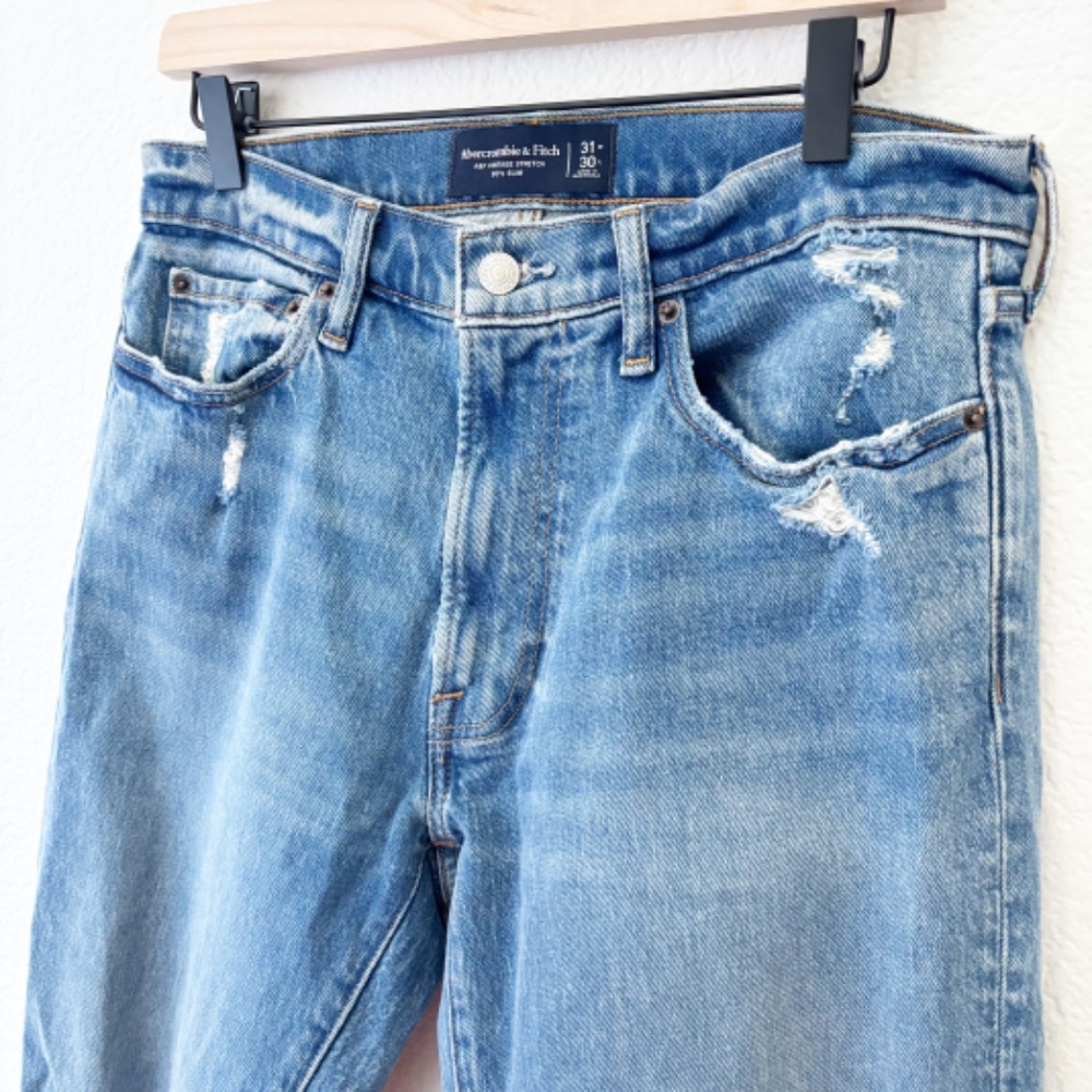 Abercrombie and Fitch vintage stretch 90's slim distressed jeans size 31 - Picture 5 of 10